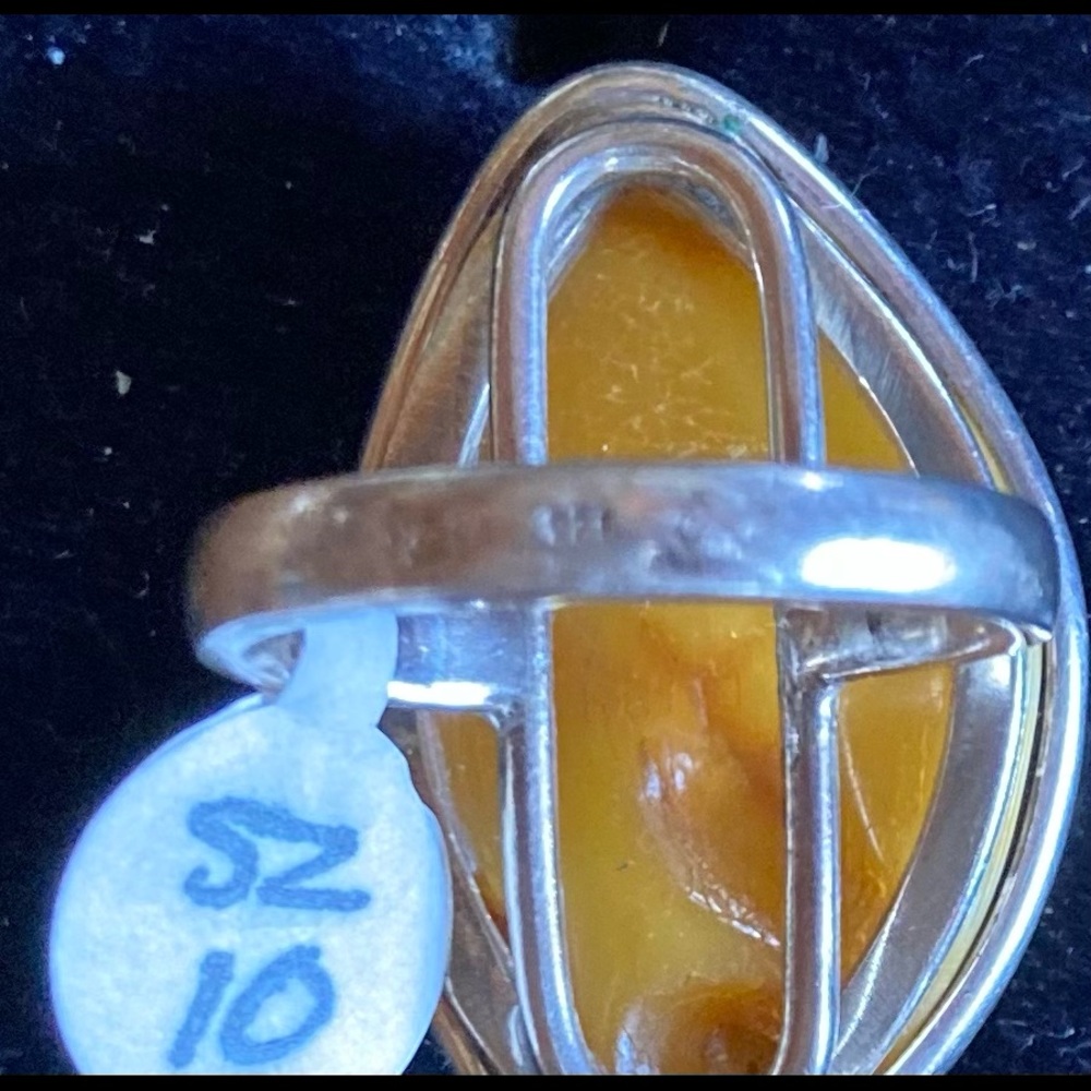 Amber Silver Ring - image 5